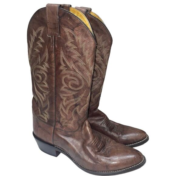 Vintage Justin Brown Leather Western Cowboy Boots 1564    Size: 10.5D - Picture 1 of 8